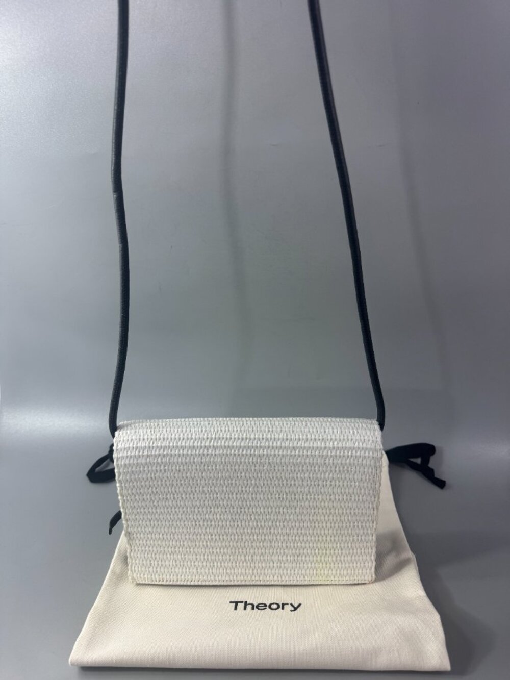Theory White Polyester white Black Leather Shoulder Purse